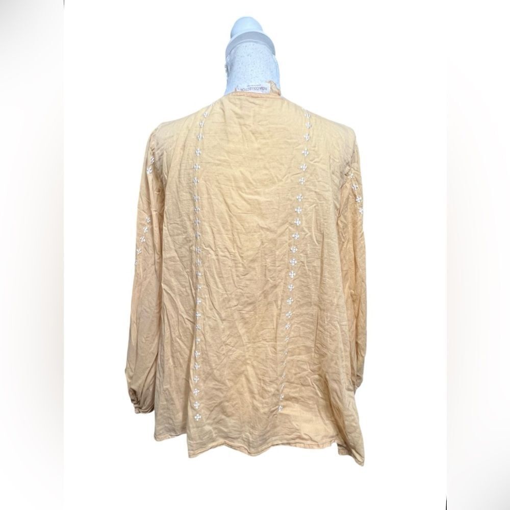 Emerson Fry India Collection Size XS Embroidered Bardot Blouse Mustard Organic - Picture 4 of 5